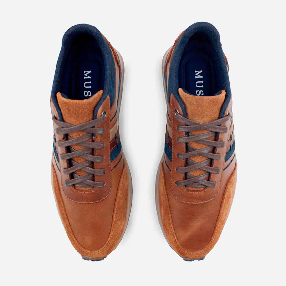 Tenis Sneakers dominic de cuero carnaza para hombre - Miel