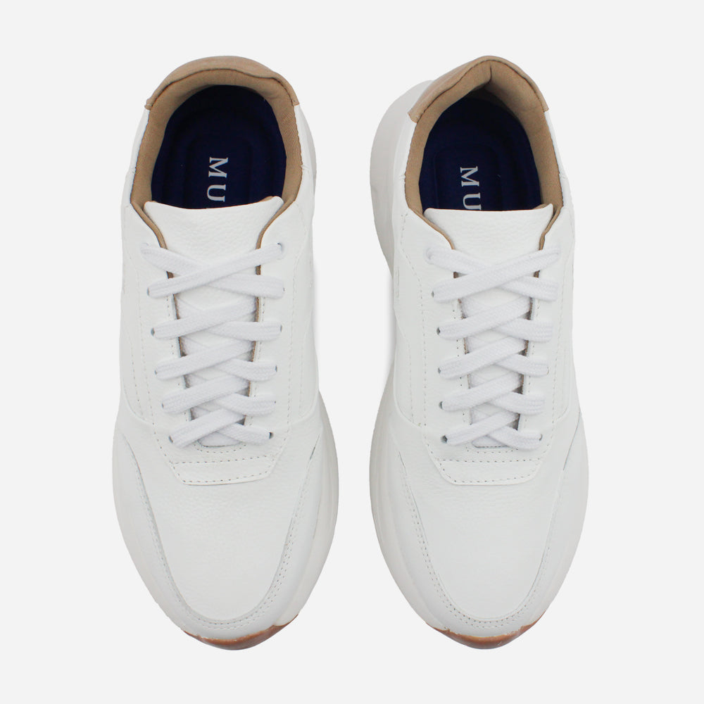 Tenis Sneakers frederick de cuero para hombre - Blanco