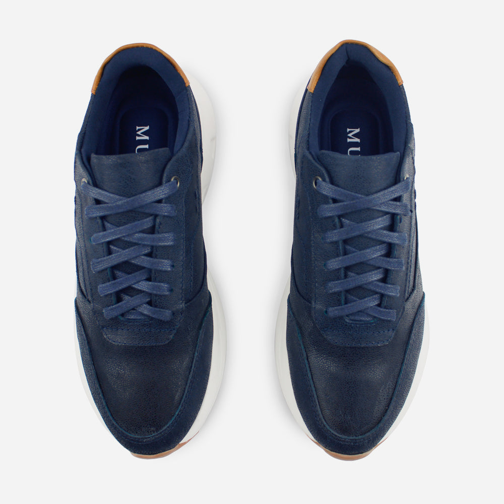 Tenis Sneakers frederick de cuero para hombre - Azul