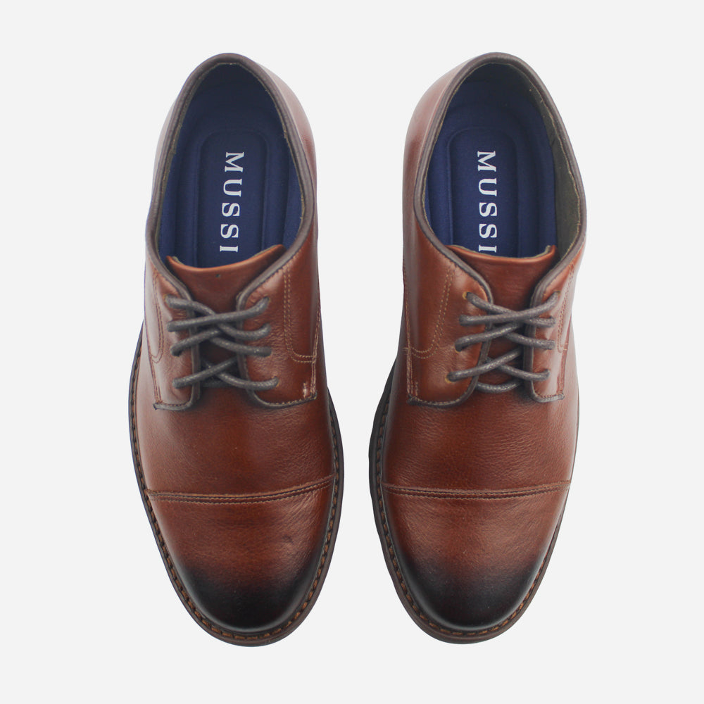 Tenis Oxfords zeus de cuero graso para hombre - Miel