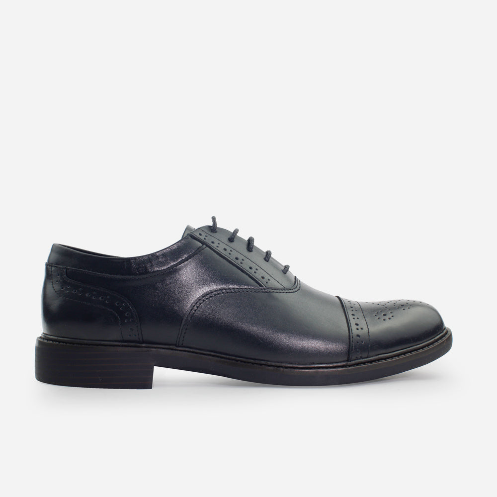 Tenis Oxfords perseo de cuero para hombre - Negro