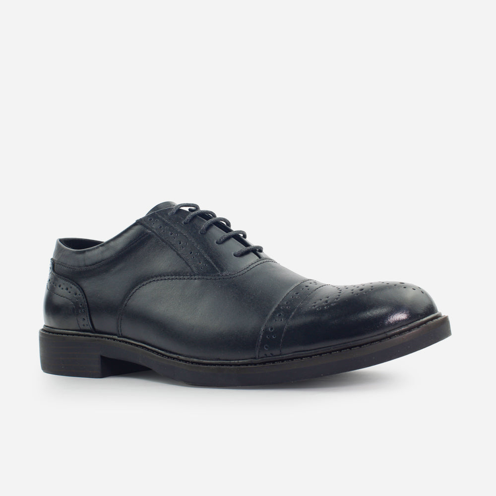 Tenis Oxfords perseo de cuero para hombre - Negro