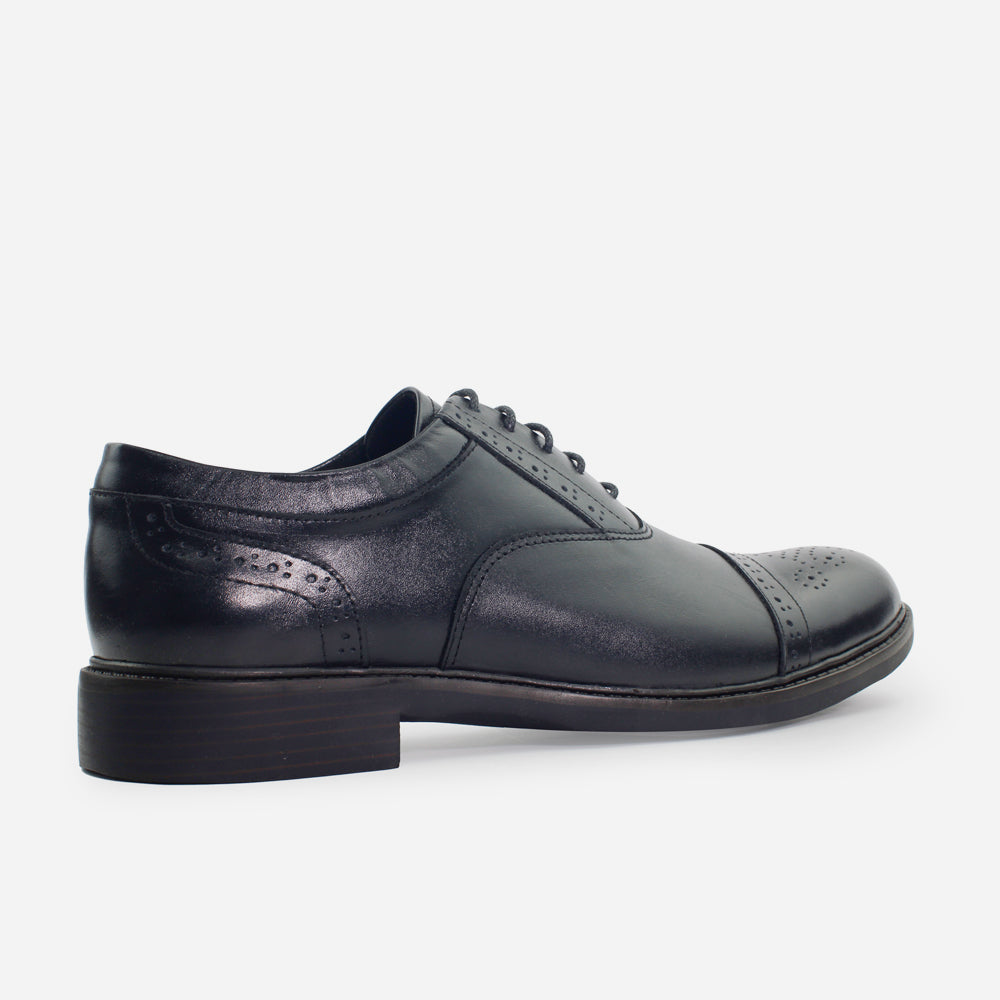 Tenis Oxfords perseo de cuero para hombre - Negro