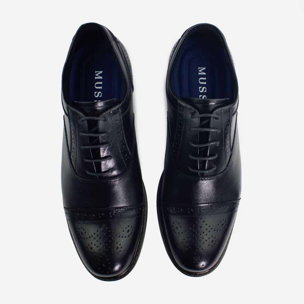 Tenis Oxfords perseo de cuero para hombre - Negro