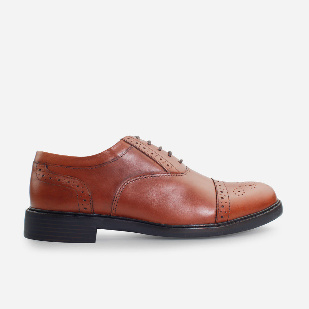 Tenis Oxfords perseo de cuero graso para hombre - Miel