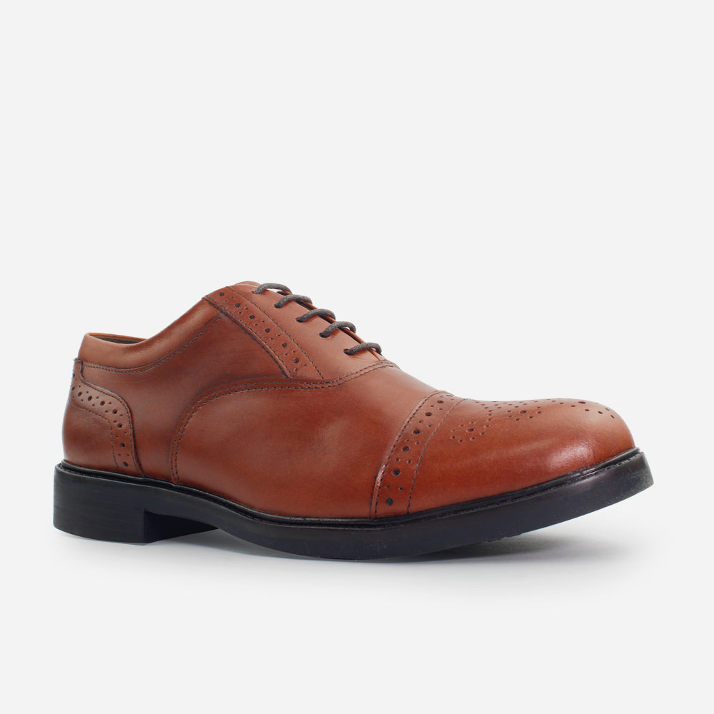 Tenis Oxfords perseo de cuero graso para hombre - Miel