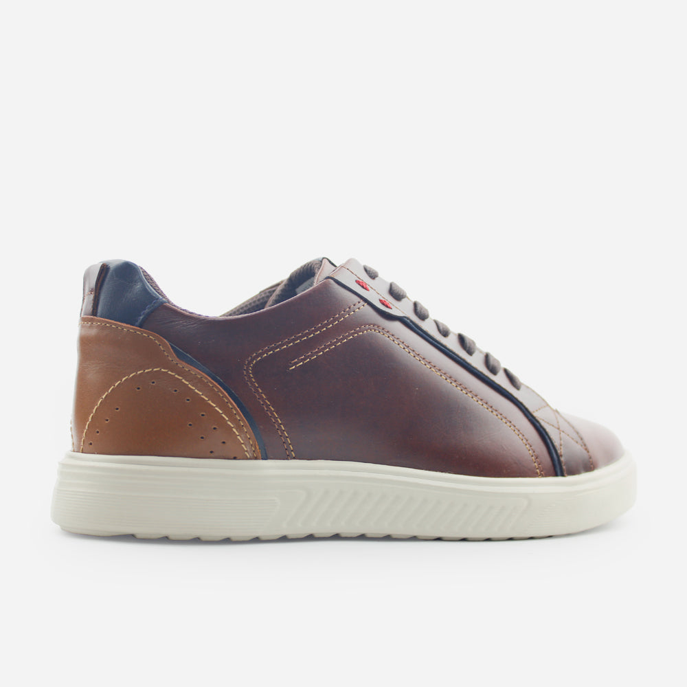 Tenis Sneakers mariel de cuero graso para hombre - Café