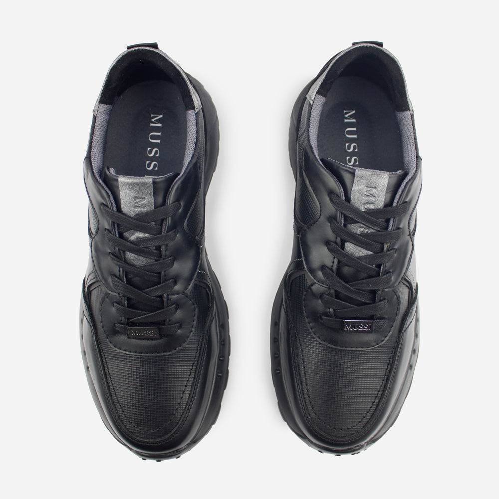 Tenis Sneakers arthur de cuero para hombre - Negro