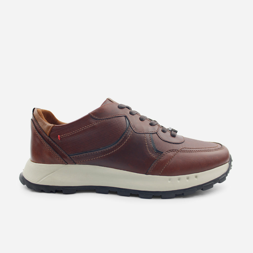 Tenis Sneakers arthur de cuero graso para hombre - Café