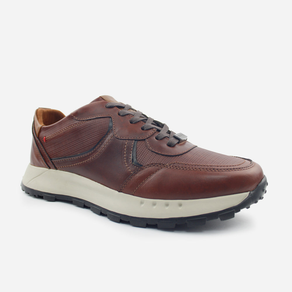 Tenis Sneakers arthur de cuero graso para hombre - Café