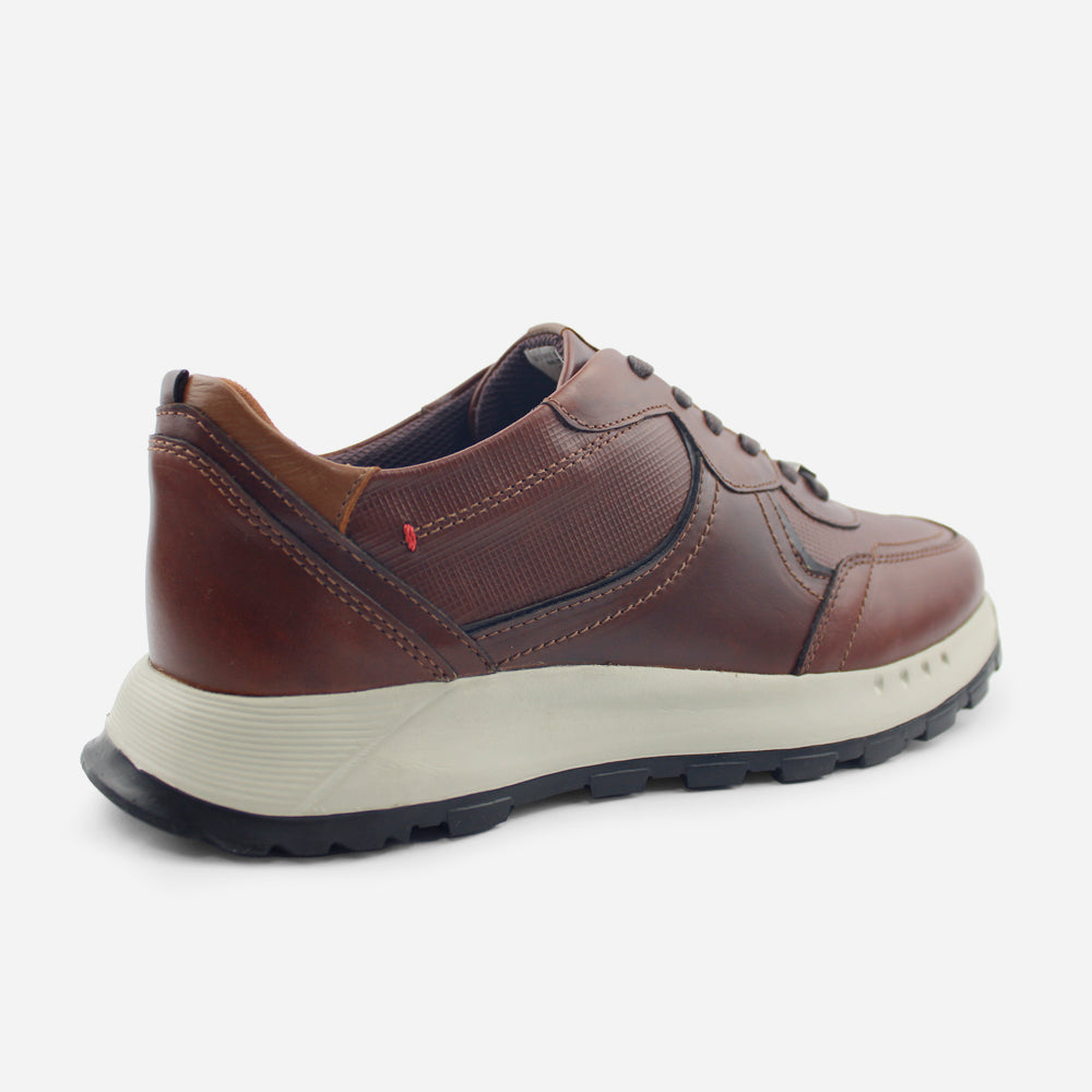 Tenis Sneakers arthur de cuero graso para hombre - Café