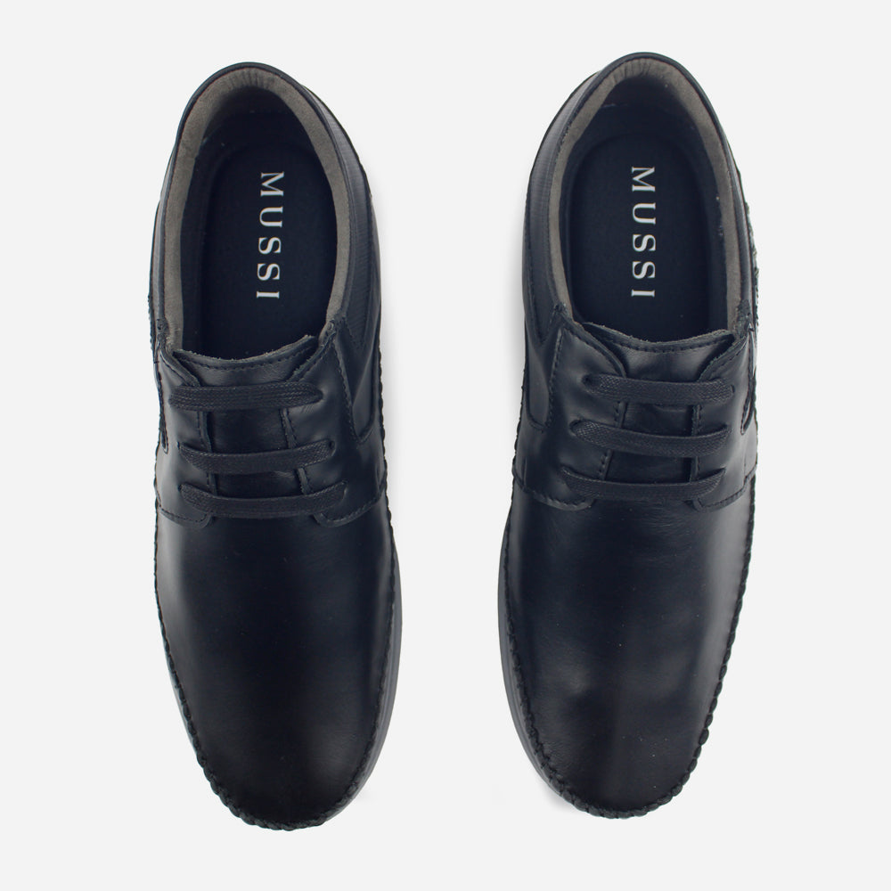 Tenis Sneakers harlod de cuero para hombre - Negro