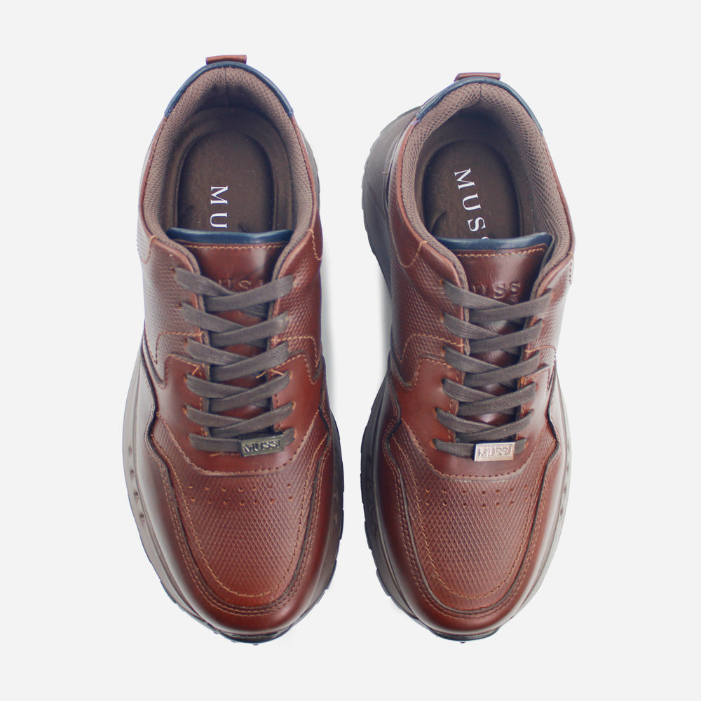 Tenis Sneakers merlin de cuero para hombre - Café