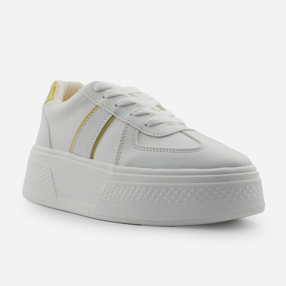 Tenis con plataforma zafira de sintético para mujer - Blanco