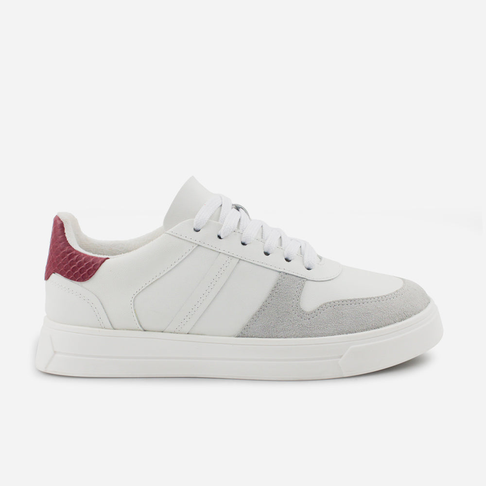 Tenis Sneakers fiora de cuero carnaza para mujer - Blanco