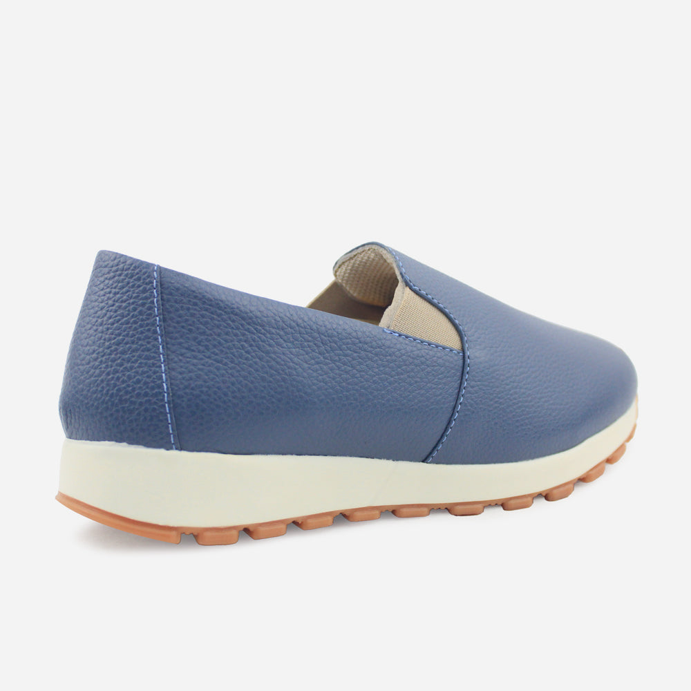 Tenis Sin Cordones dalia de cuero para mujer - Azul