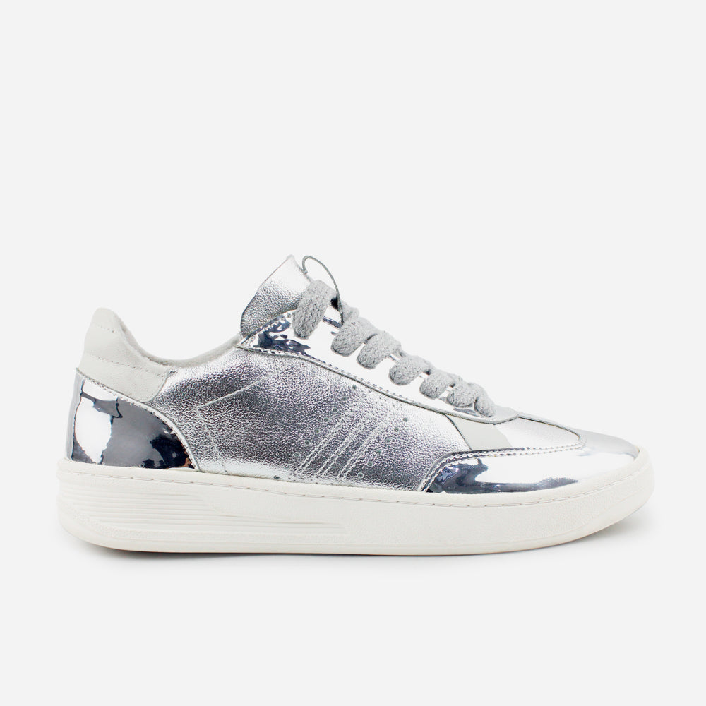 Tenis Sneakers willow de cuero para mujer - Plata