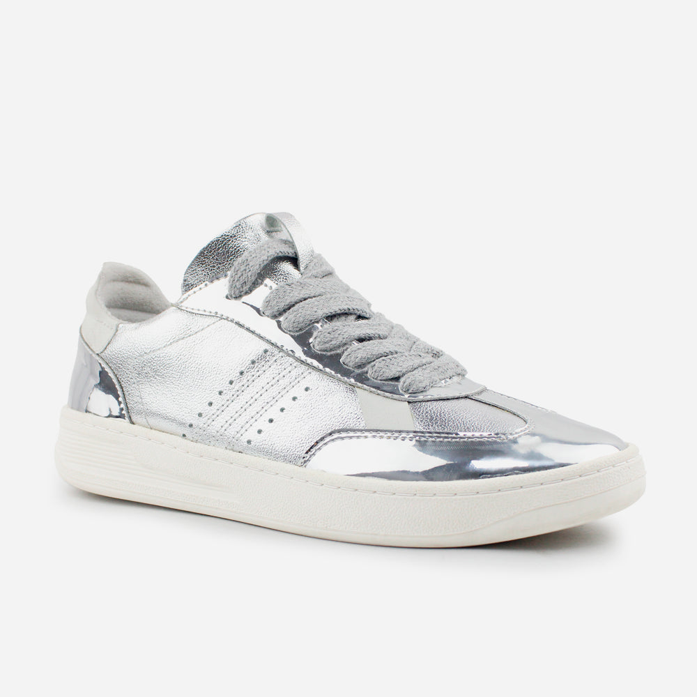 Tenis Sneakers willow de cuero para mujer - Plata