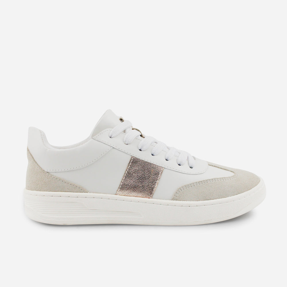 Tenis Sneakers annie de cuero carnaza para mujer - Blanco