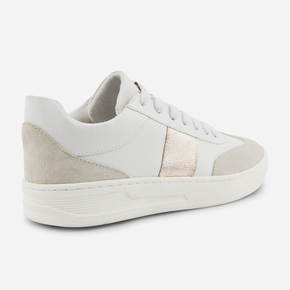 Tenis Sneakers annie de cuero carnaza para mujer - Blanco