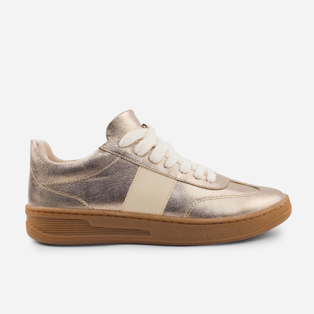 Tenis Sneakers annie de cuero para mujer - Bronce