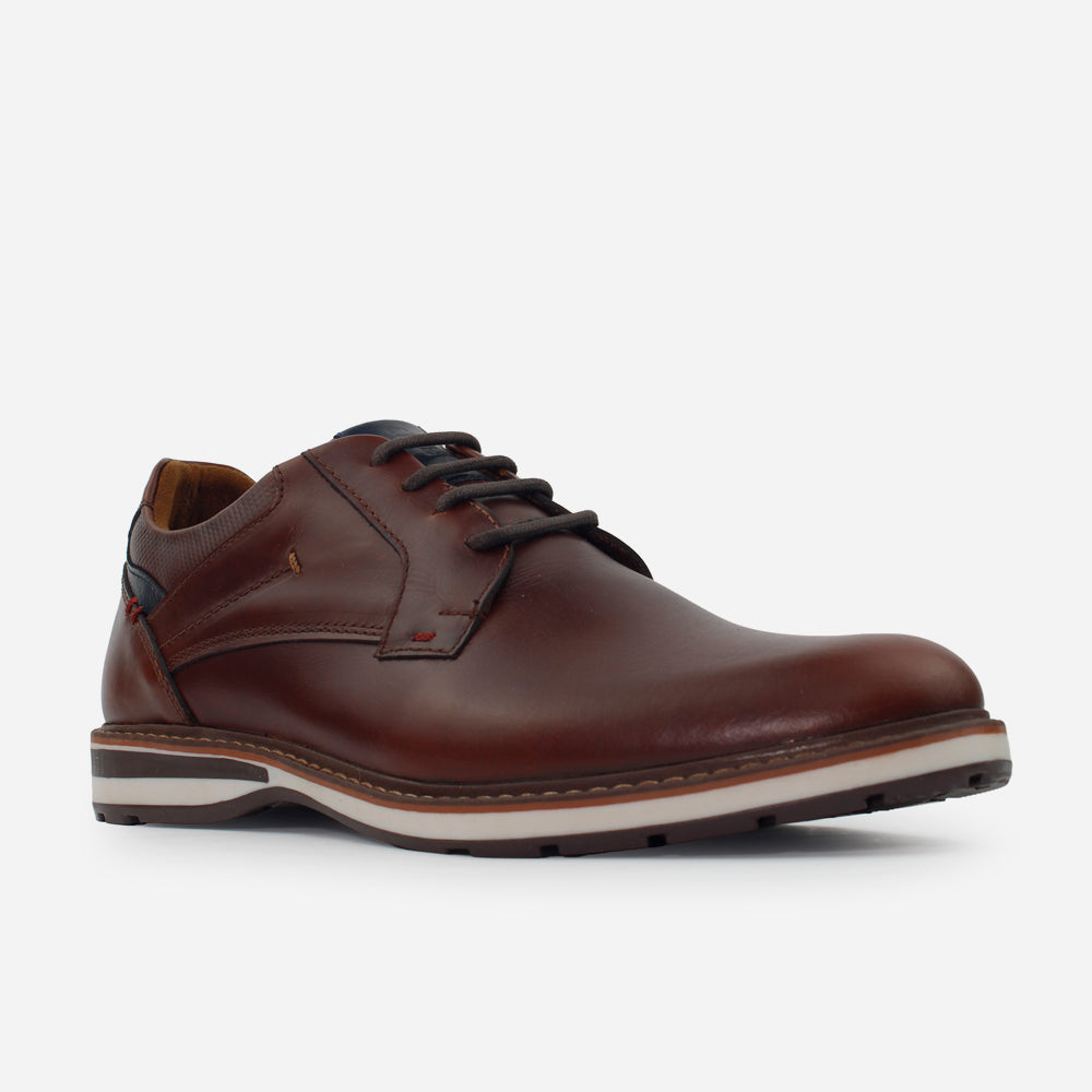 Tenis Oxfords mauri de cuero graso para hombre - Café