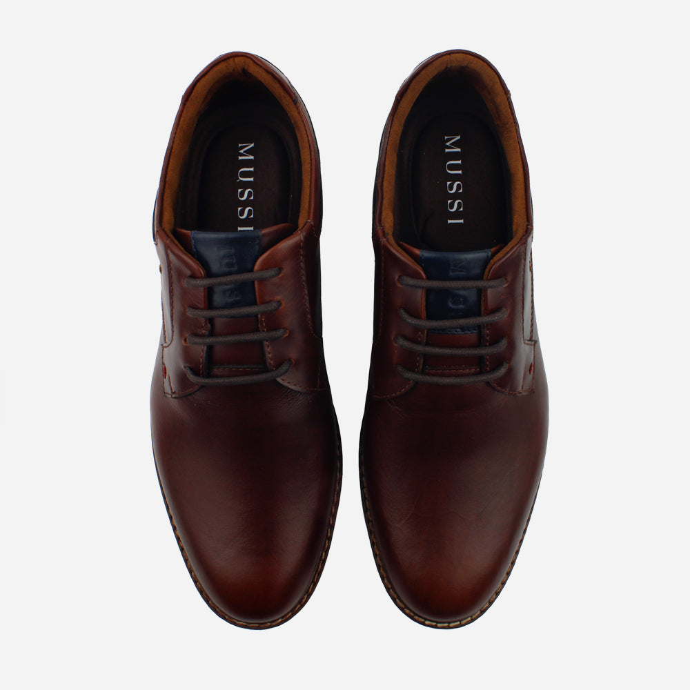 Tenis Oxfords mauri de cuero graso para hombre - Café