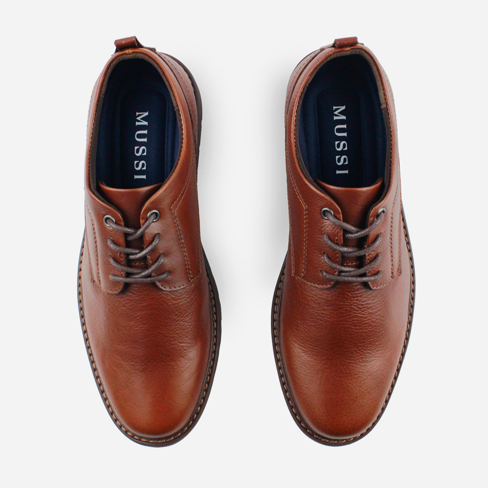 Tenis Oxfords darek de cuero graso para hombre - Miel