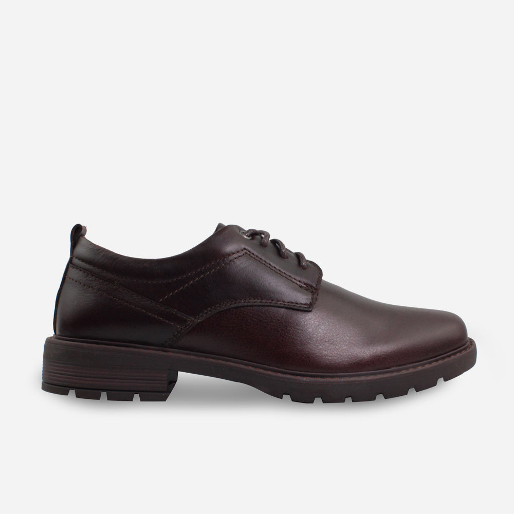 Tenis Oxfords darek de cuero graso para hombre - Brandy