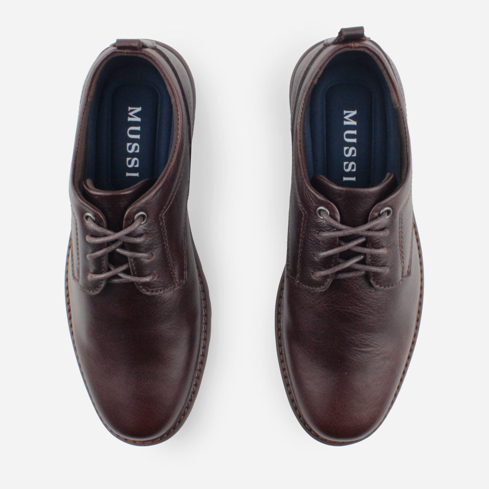 Tenis Oxfords darek de cuero graso para hombre - Brandy