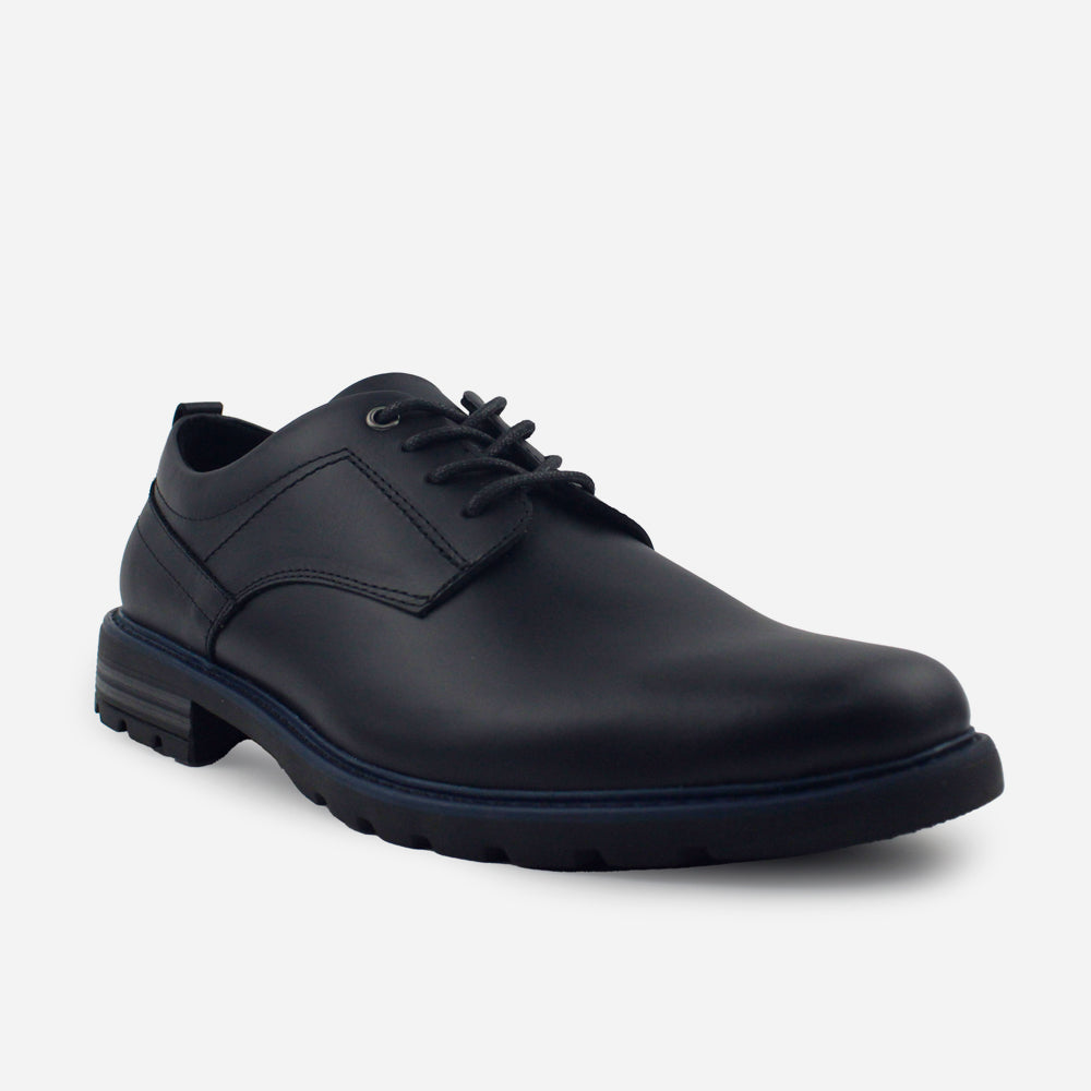 Tenis Oxfords hilton de cuero para hombre - Negro