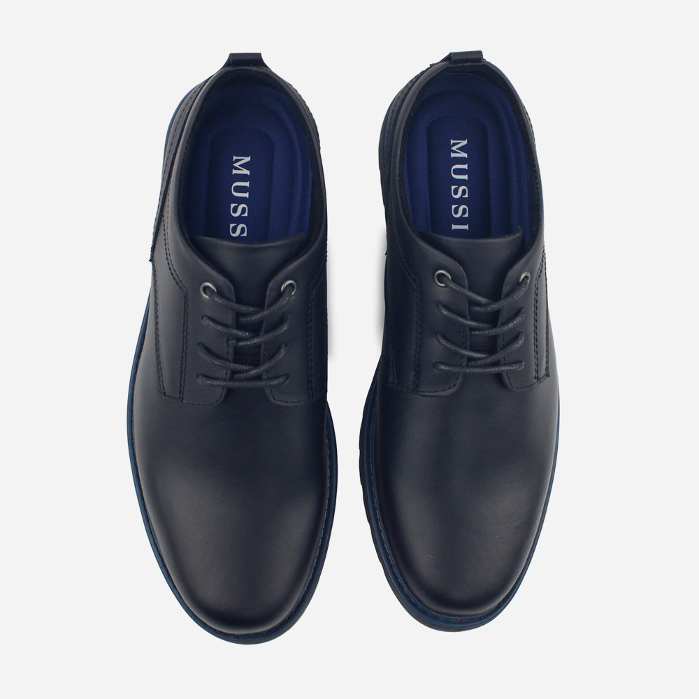 Tenis Oxfords hilton de cuero para hombre - Negro