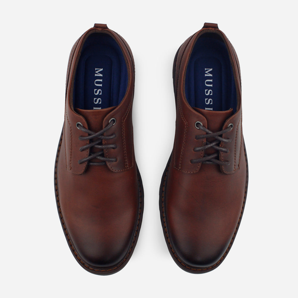 Tenis Oxfords hilton de cuero graso para hombre - Miel