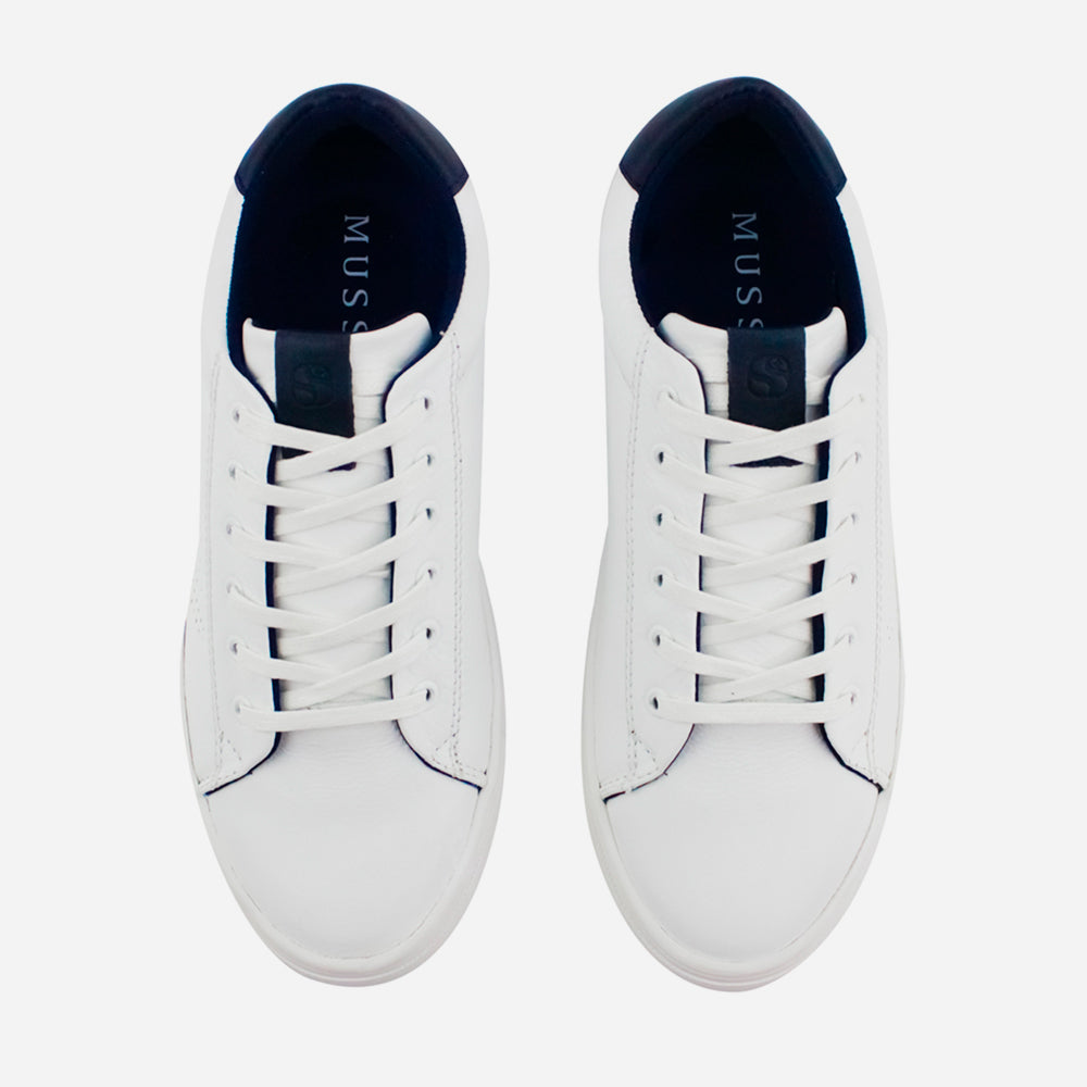 Tenis Sneakers levana de cuero para hombre - Blanco