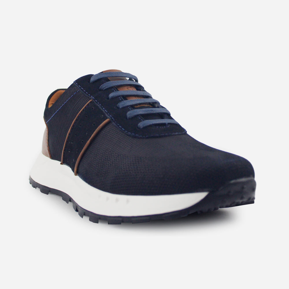 Tenis Sneakers ronn de cuero carnaza para hombre - Azul