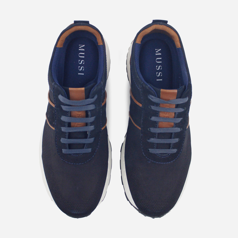 Tenis Sneakers ronn de cuero carnaza para hombre - Azul