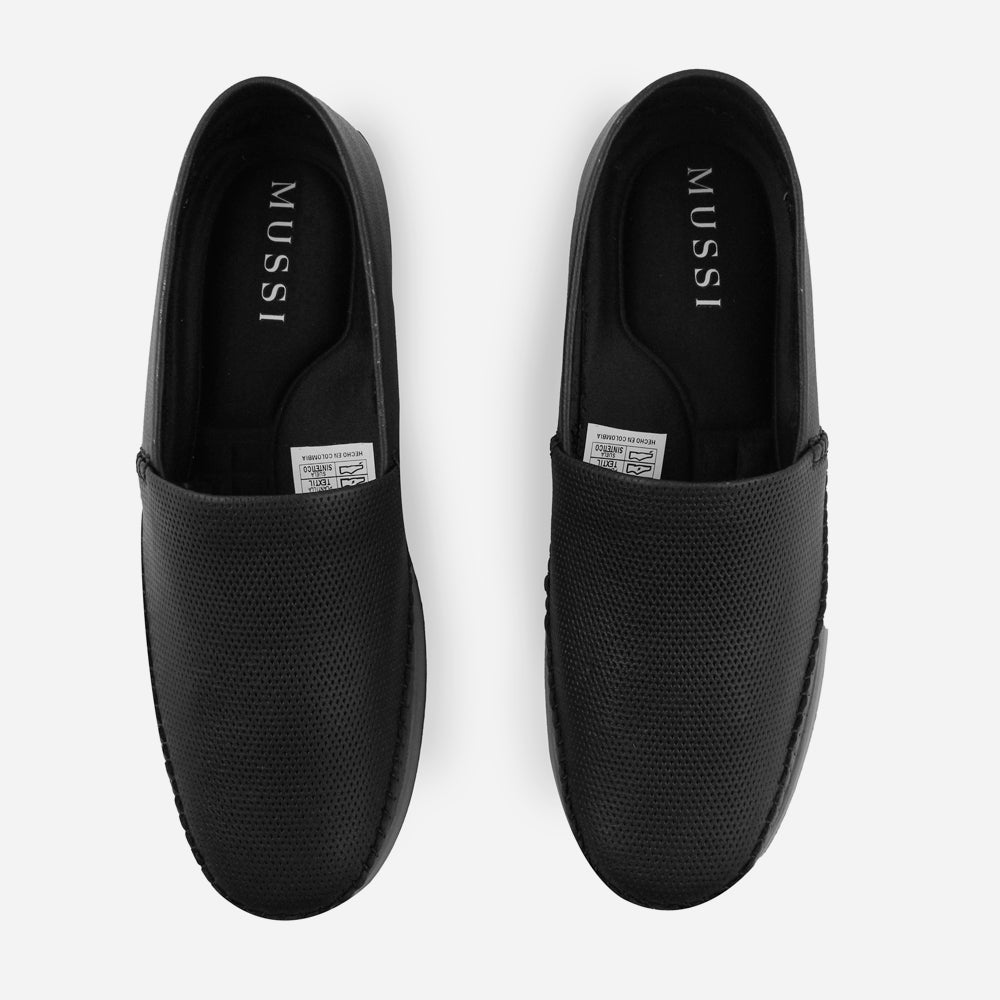 Mocasin plano august de cuero para hombre - Negro