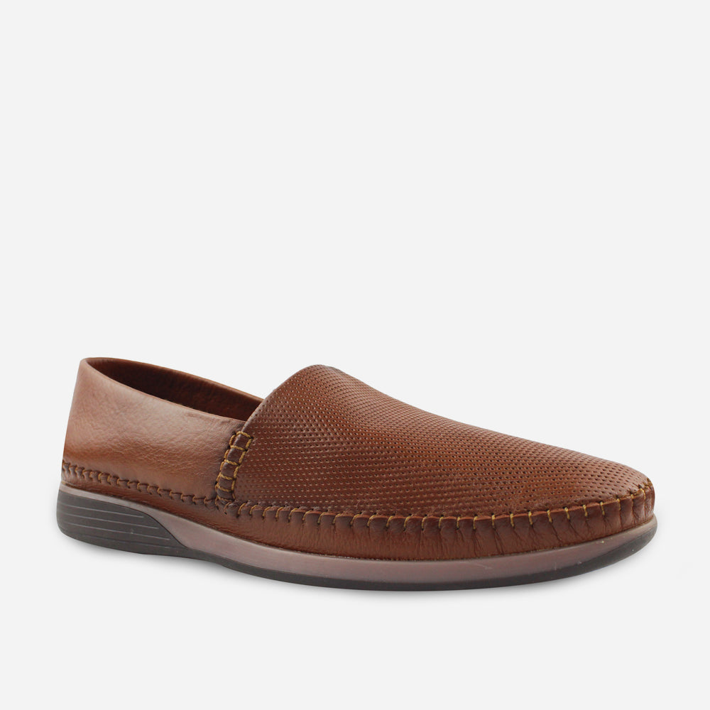 Mocasin plano august de cuero para hombre - Miel