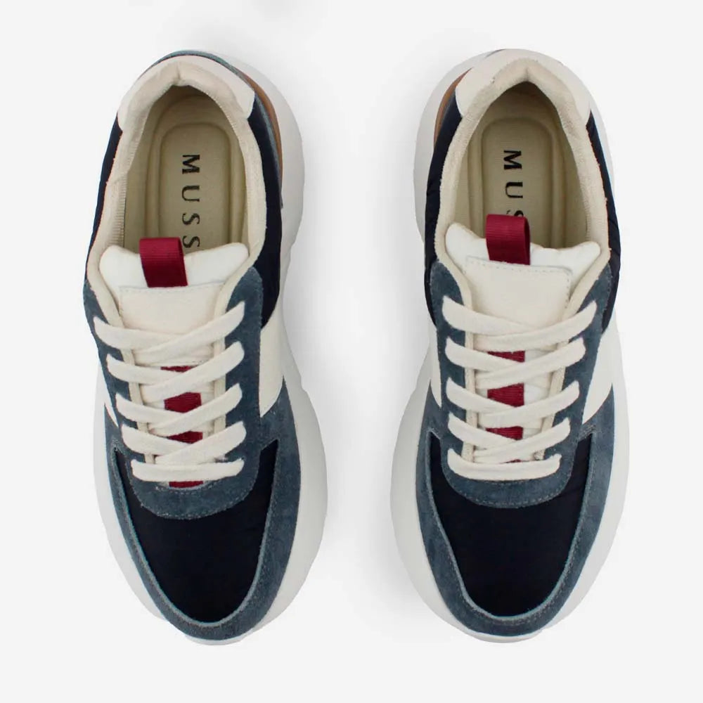 Tenis con plataforma juann de cuero para hombre - Gris