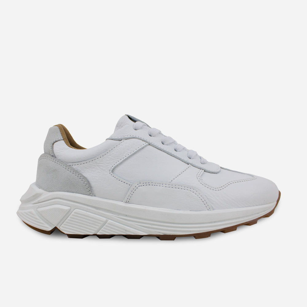 Tenis con plataforma viorica de cuero para hombre - Blanco