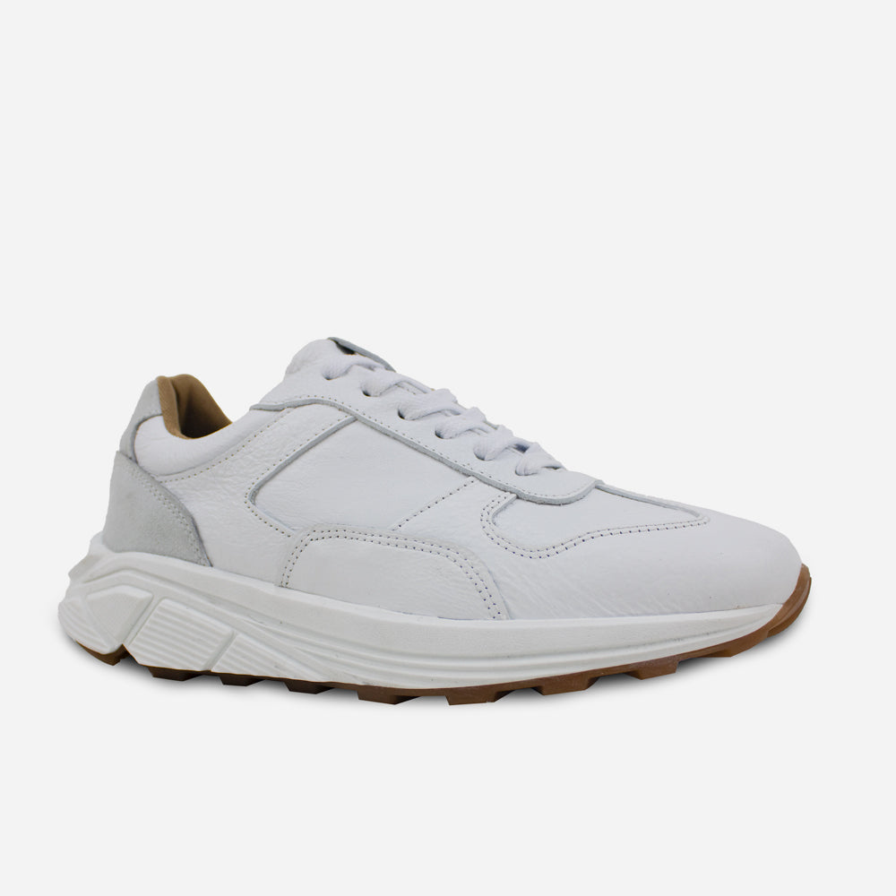 Tenis con plataforma viorica de cuero para hombre - Blanco