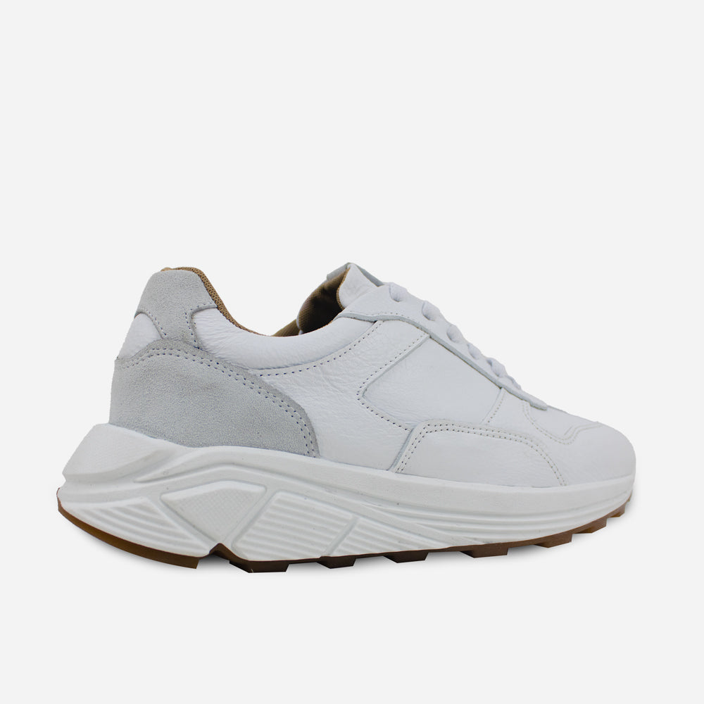 Tenis con plataforma viorica de cuero para hombre - Blanco